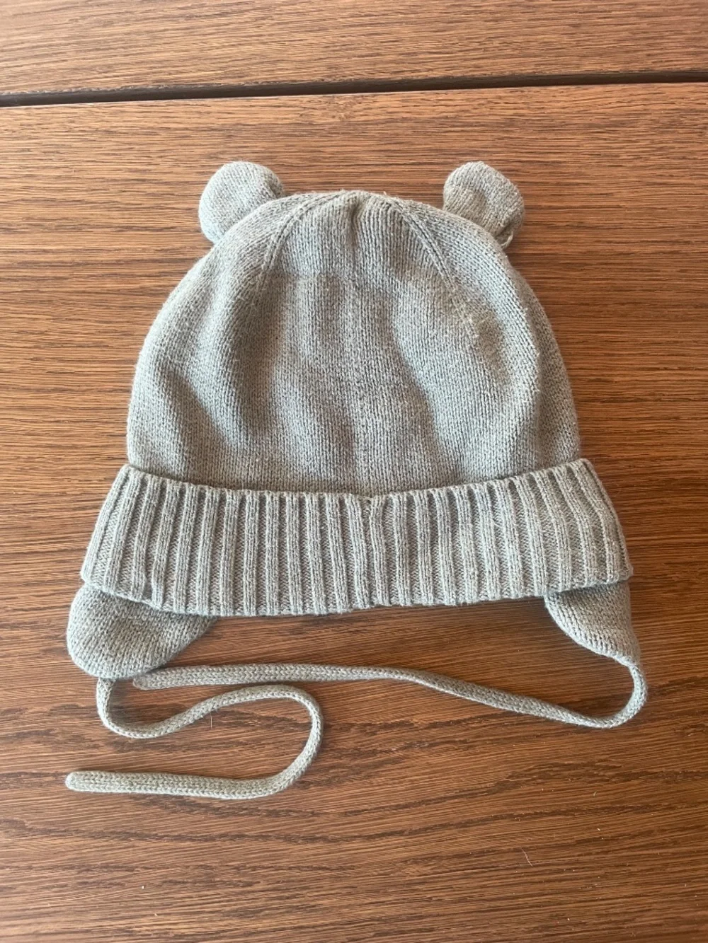 H&M Kids 3-4T Knit Winter Hat & Mittens Set Bear Ears Gray